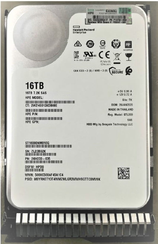 16 Tb Sas 12gbps Business Critical Midline Helium 7200rpm 3.5inch Lff Hot Swap Ise 512e Smart Carrier Hard Drive With Tray